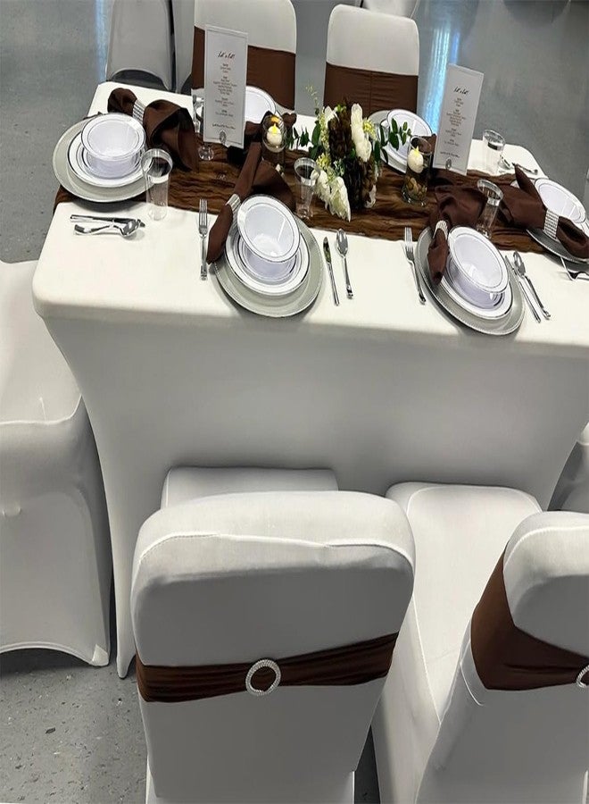 JKDMJF Brown Chair Sashes Bows - 50PCS Stretch Spandex Chair Sashes Bands with Buckles Slider Universal Elastic Chair Ties for Wedding Party Banquet Baby Shower Events Decoration - Image 3